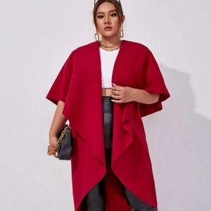 SHEIN Plus Cloak Sleeve Open Front Coat